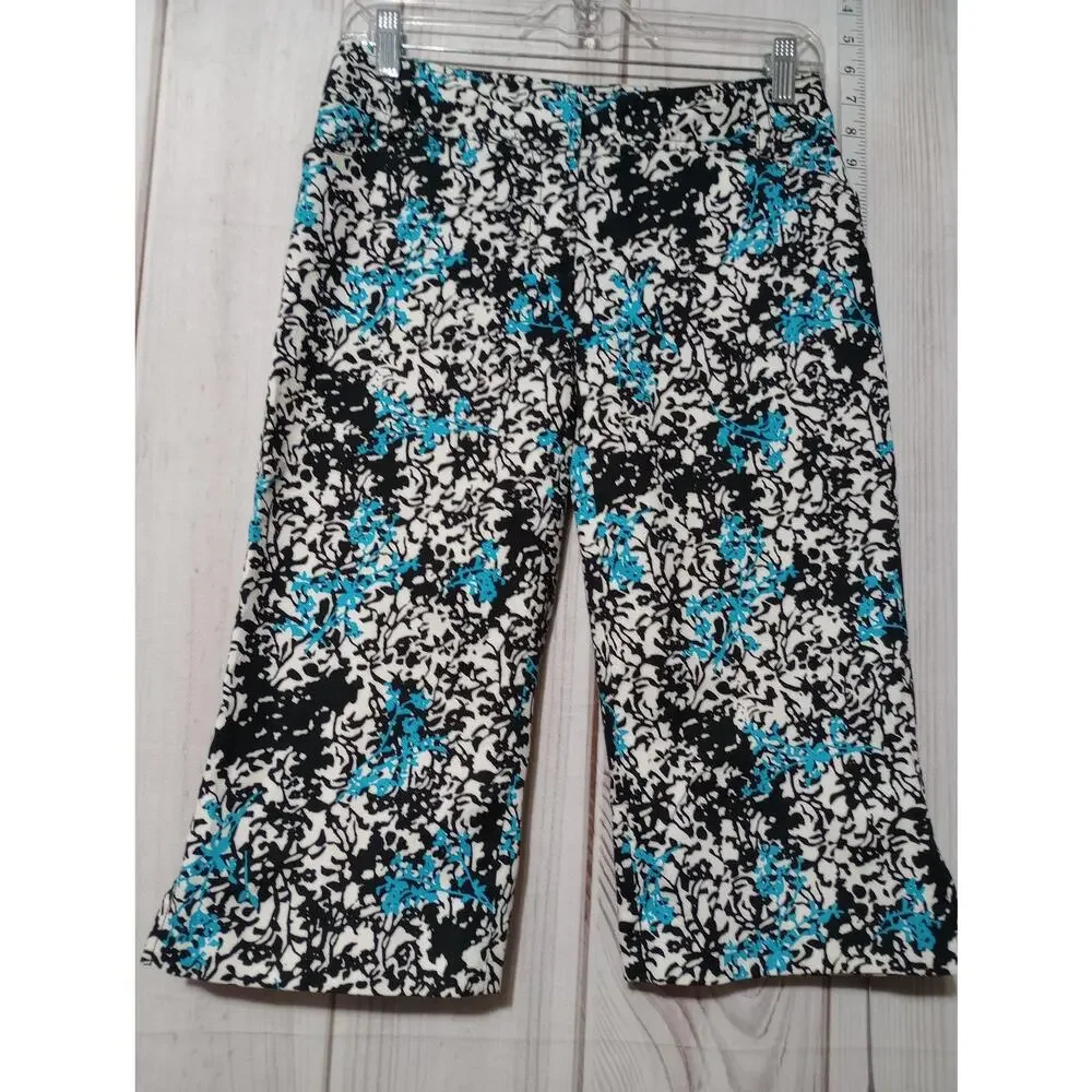 Ann Taylor Pants‎ Womens 0 Cropped Stretch Floral Slit Hem Capris